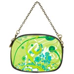 Green Blue Flower Art Chain Purse (One Side)