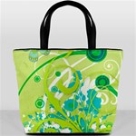 Green Blue Flower Art Bucket Bag