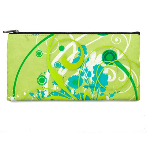 Green Blue Flower Art Pencil Case from ArtsNow.com Front