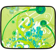 Green Blue Flower Art Double Sided Fleece Blanket (Mini) from ArtsNow.com 35 x27  Blanket Front