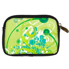 Green Blue Flower Art Digital Camera Leather Case from ArtsNow.com Back