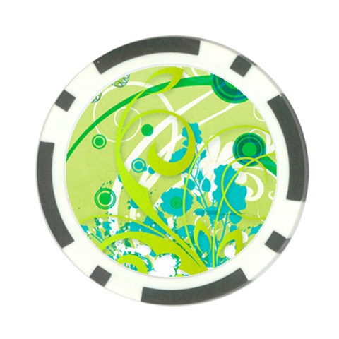 Green Blue Flower Art Poker Chip Card Guard (10 pack) from ArtsNow.com Front