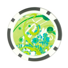 Green Blue Flower Art Poker Chip Card Guard (10 pack) from ArtsNow.com Front