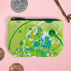 Green Blue Flower Art Mini Coin Purse from ArtsNow.com Front