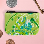 Green Blue Flower Art Mini Coin Purse