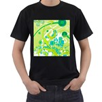 Green Blue Flower Art Men s T-Shirt (Black)