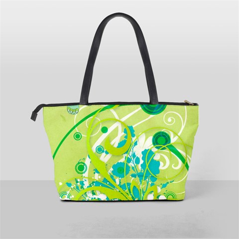 Green Blue Flower Art Classic Shoulder Handbag from ArtsNow.com Back