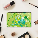 Green Blue Flower Art Cosmetic Bag (Small)