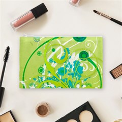 Green Blue Flower Art Cosmetic Bag (Medium) from ArtsNow.com Front