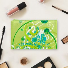 Green Blue Flower Art Cosmetic Bag (Medium) from ArtsNow.com Front