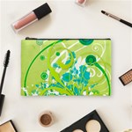 Green Blue Flower Art Cosmetic Bag (Medium)