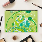 Green Blue Flower Art Cosmetic Bag (Large)