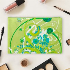 Green Blue Flower Art Cosmetic Bag (Large) from ArtsNow.com Back