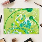 Green Blue Flower Art Cosmetic Bag (XL)