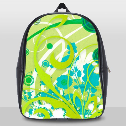 Green Blue Flower Art School Bag (Large) from ArtsNow.com Front