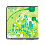 Green Blue Flower Art Memory Card Reader (Square 5 Slot)