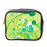 Green Blue Flower Art Mini Toiletries Bag (Two Sides)