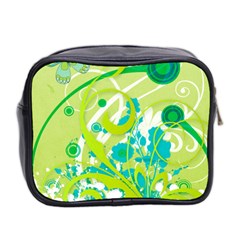 Green Blue Flower Art Mini Toiletries Bag (Two Sides) from ArtsNow.com Back