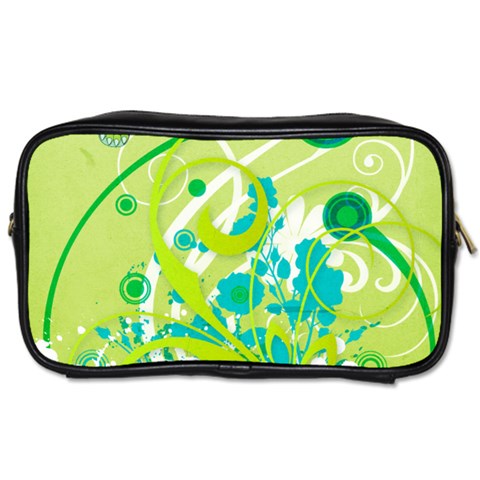 Green Blue Flower Art Toiletries Bag (Two Sides) from ArtsNow.com Front