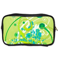 Green Blue Flower Art Toiletries Bag (Two Sides) from ArtsNow.com Front