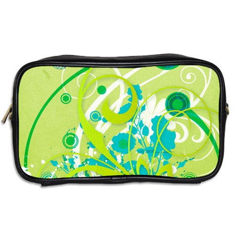 Green Blue Flower Art Toiletries Bag (Two Sides) from ArtsNow.com Back