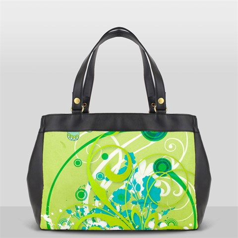 Green Blue Flower Art Oversize Office Handbag from ArtsNow.com Front