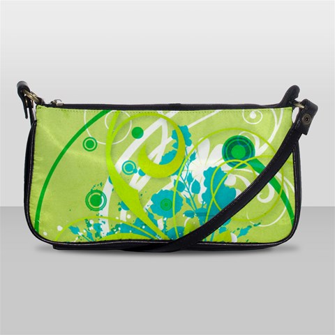 Green Blue Flower Art Shoulder Clutch Bag from ArtsNow.com Front