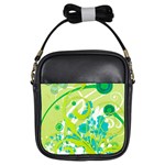 Green Blue Flower Art Girls Sling Bag