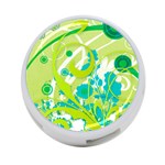 Green Blue Flower Art 4-Port USB Hub (One Side)