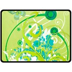 Green Blue Flower Art Fleece Blanket (Large)