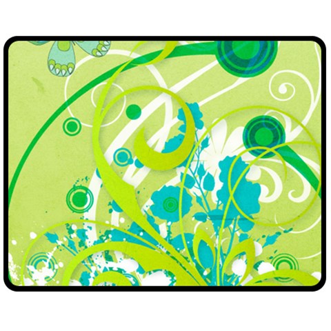 Green Blue Flower Art Fleece Blanket (Medium) from ArtsNow.com 60 x50  Blanket Front