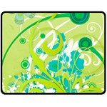 Green Blue Flower Art Fleece Blanket (Medium)