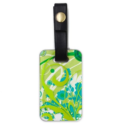 Green Blue Flower Art Luggage Tag (one side) from ArtsNow.com Front