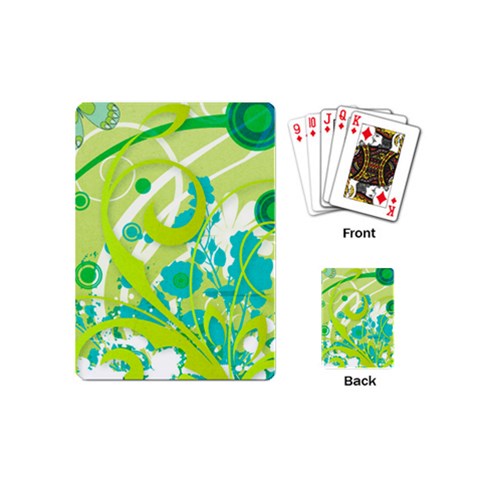 Green Blue Flower Art Playing Cards (Mini) from ArtsNow.com Back