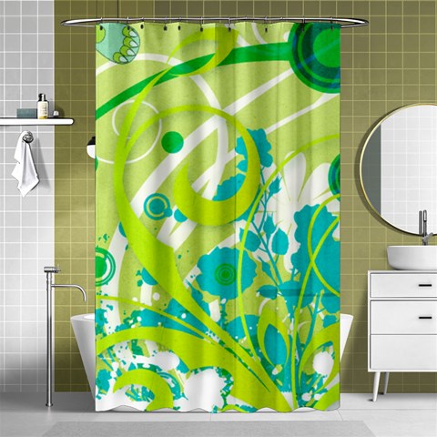 Green Blue Flower Art Shower Curtain 48  x 72  (Small) from ArtsNow.com Curtain(48  X 72 ) - 42.18 x64.8  Curtain(48  X 72 )