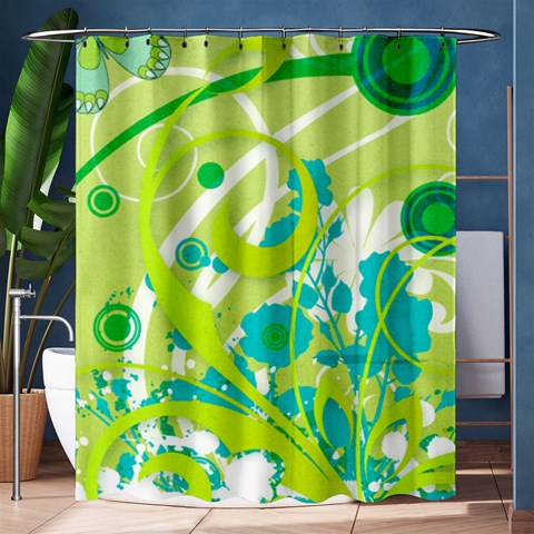 Green Blue Flower Art Shower Curtain 60  x 72  (Medium) from ArtsNow.com 60 x72  Curtain