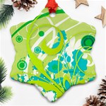 Green Blue Flower Art Ornament (Snowflake)