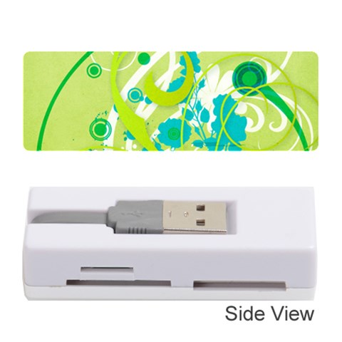 Green Blue Flower Art Memory Card Reader (Stick) from ArtsNow.com Front