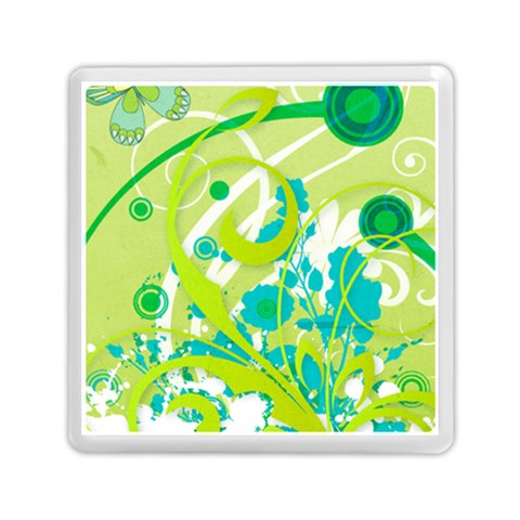 Green Blue Flower Art Memory Card Reader (Square) from ArtsNow.com Front