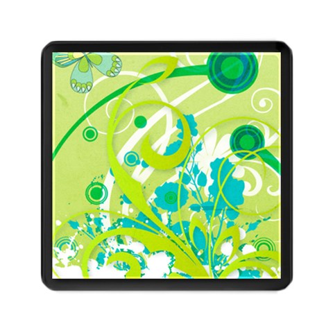 Green Blue Flower Art Memory Card Reader (Square) from ArtsNow.com Front