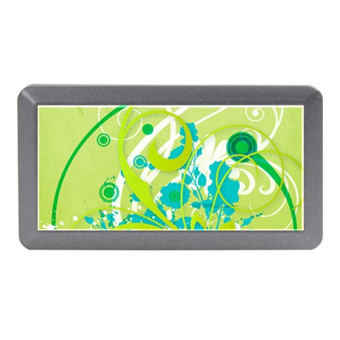 Green Blue Flower Art Memory Card Reader (Mini) from ArtsNow.com Front