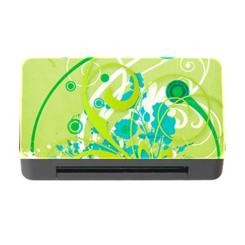 Green Blue Flower Art Memory Card Reader with CF from ArtsNow.com Front