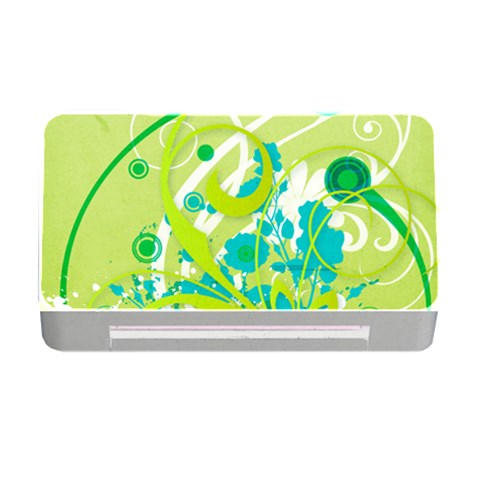 Green Blue Flower Art Memory Card Reader with CF from ArtsNow.com Front