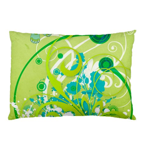 Green Blue Flower Art Pillow Case (Two Sides) from ArtsNow.com Front