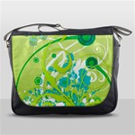 Green Blue Flower Art Messenger Bag