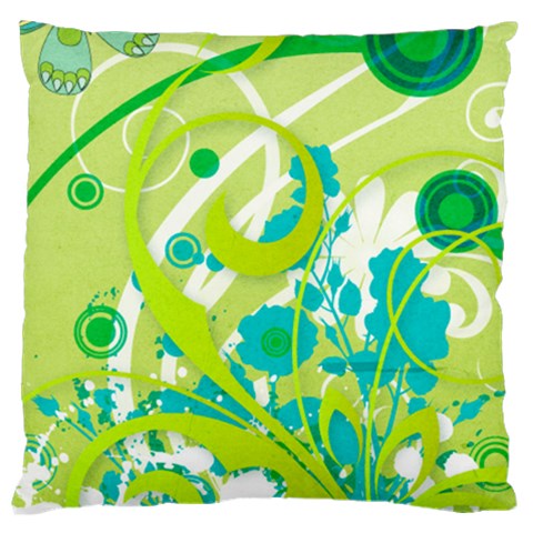 Green Blue Flower Art Large Cushion Case (One Side) from ArtsNow.com Front