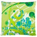 Green Blue Flower Art Large Cushion Case (One Side)