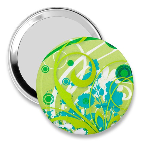 Green Blue Flower Art 3  Handbag Mirror from ArtsNow.com Front