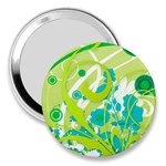 Green Blue Flower Art 3  Handbag Mirror