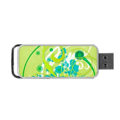 Green Blue Flower Art Portable USB Flash (One Side) from ArtsNow.com Front